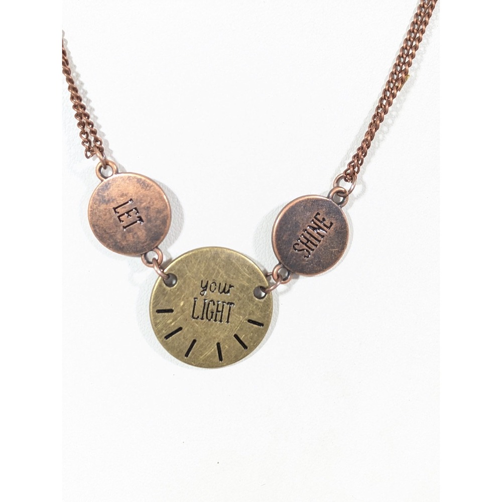 Boho Copper‎ Tone Brass Tone Let Your Light Shine Double Chain Necklace 20 in